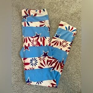 LuLaRoe OS Leggings NWOT 4th of July Independence Day Holiday Red White Blue